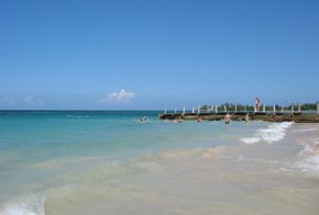 Some Sixthman staff taking a dip in Ocho Rios, Jamaica